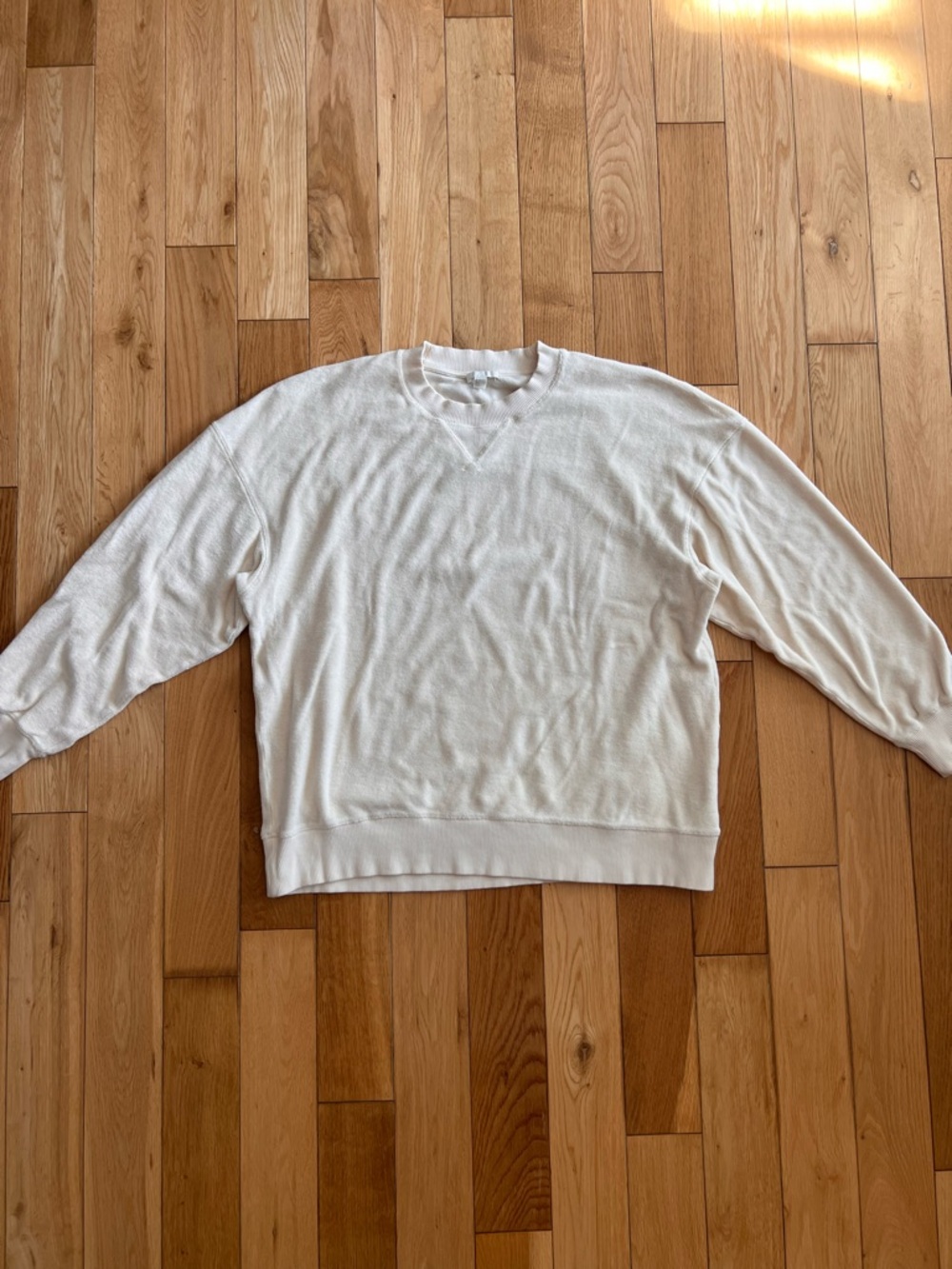 COS Mens Terry Cloth Pullover Crew Neck 100% Cotton Cream Sweater Size Medium